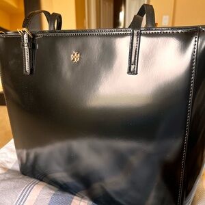 Tory Burch Shiny Black Leather Handbag
